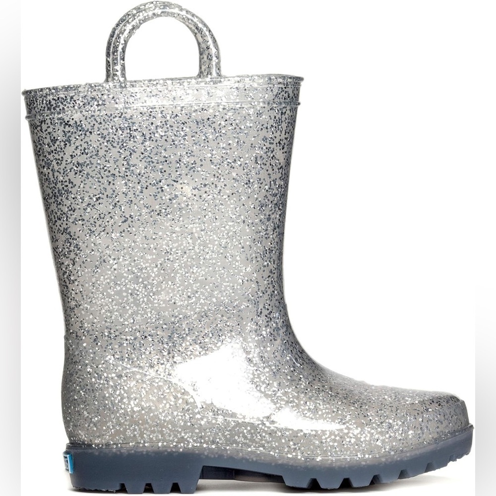 Zoogs Girls Silver  Glitter Waterproof Rain Boots Size 2